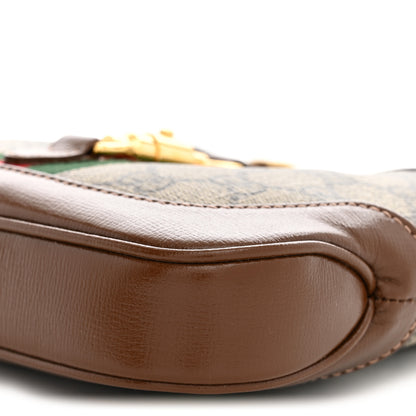 Gucci GG Supreme Monogram Azalea Calfskin Web Mini Jackie 1961 Hobo Beige Ebony Brown Sugar 10 of 10