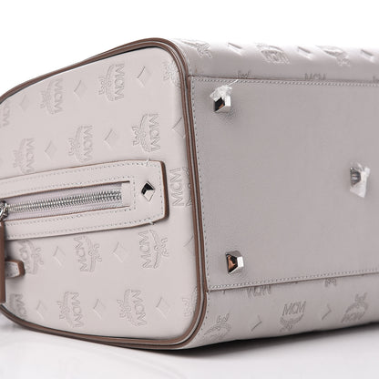 MCM Calfskin Ottomar Monogram Essential Boston Bag Dove 5 of 9