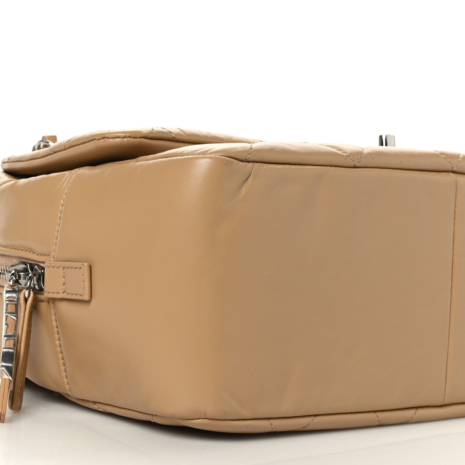 Chanel Aged Calfskin Quilted Small Express Bowling Bag Beige 8 of 9