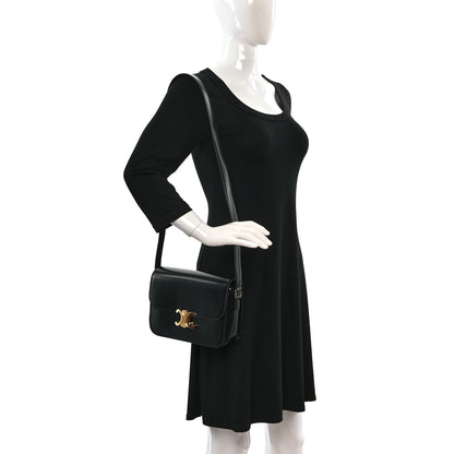 Celine Shiny Calfskin Medium Triomphe Black 2 of 8