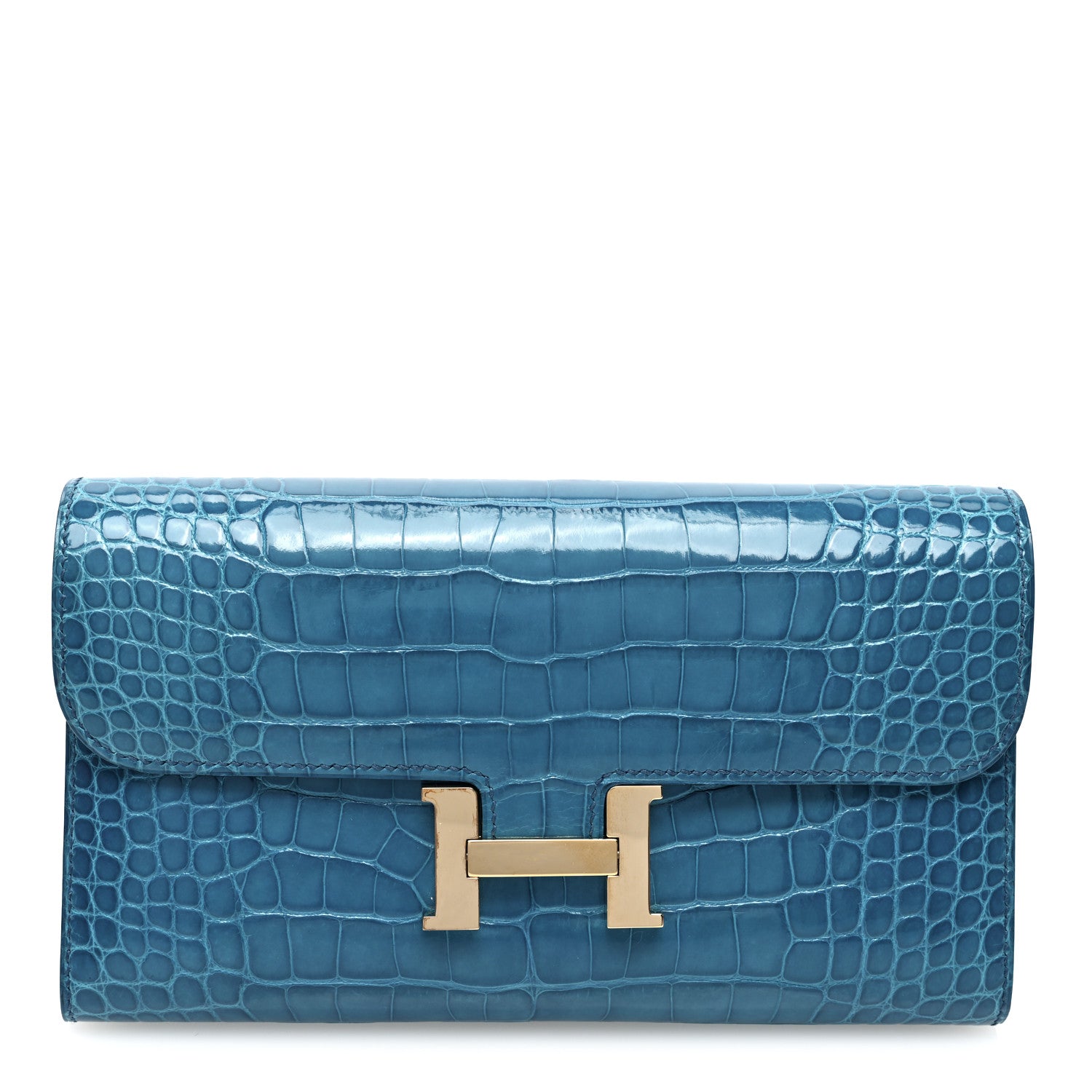 Hermes Shiny Alligator Constance Wallet Bleu Izmir 1 of 8