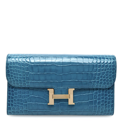 Hermes Shiny Alligator Constance Wallet Bleu Izmir 1 of 8