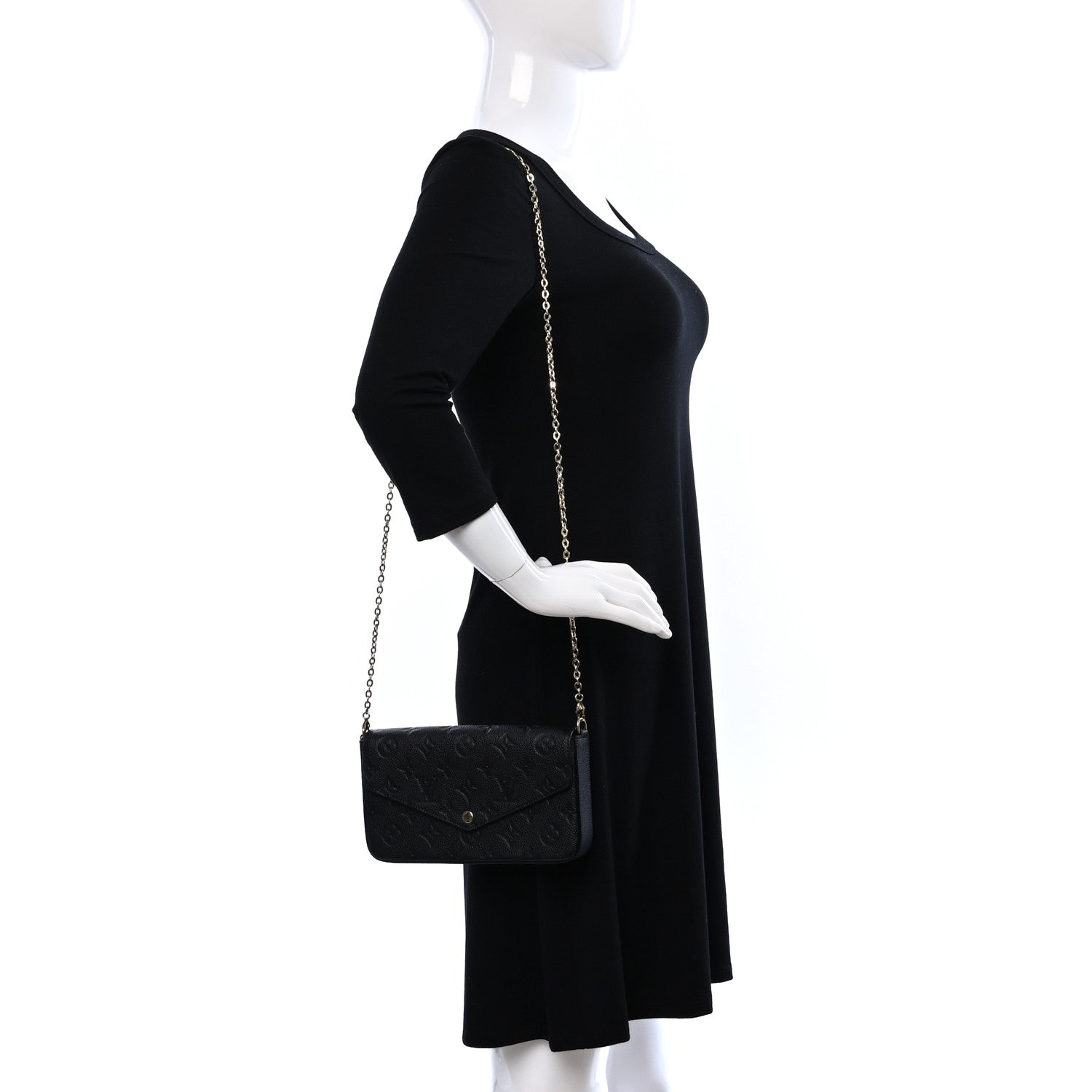 Louis Vuitton Empreinte Pochette Felicie Chain Wallet Black 2 of 9
