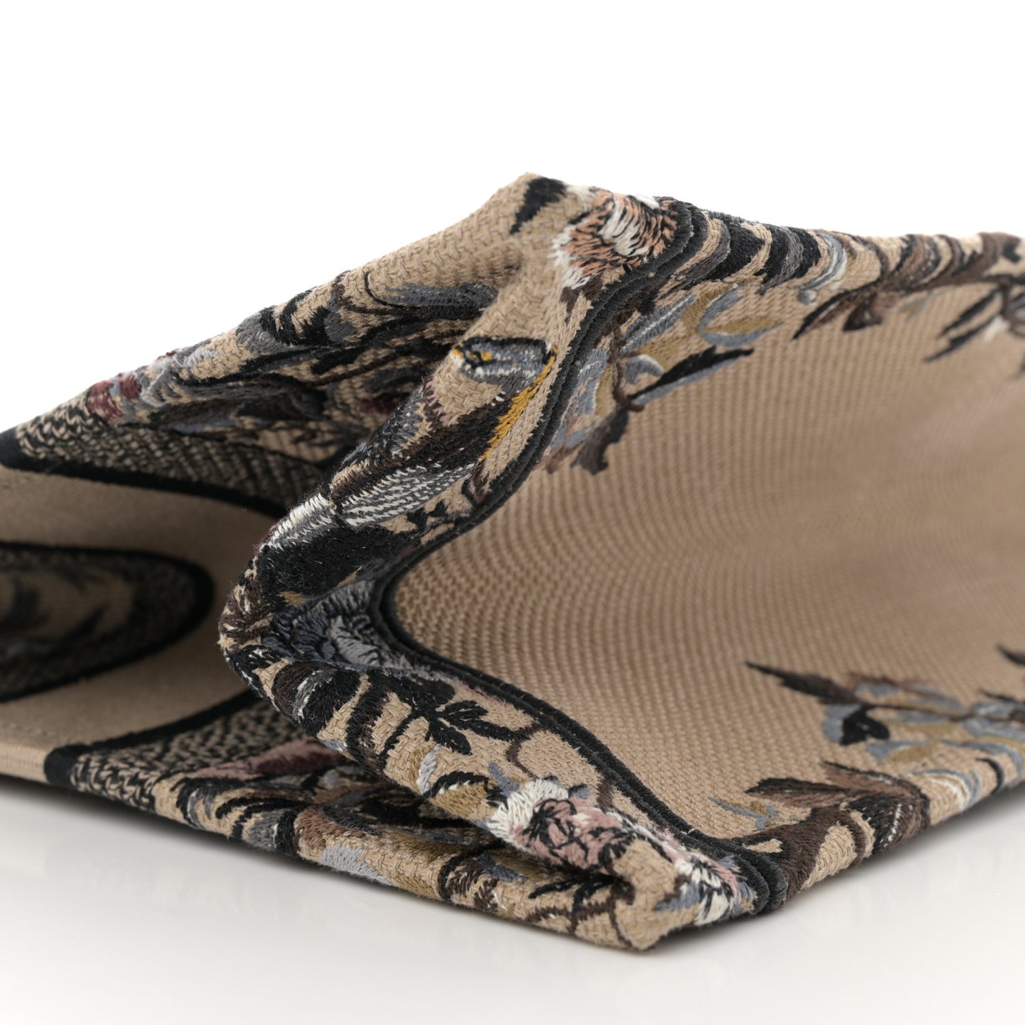 Canvas Embroidered Jardin D'Hiver Medium Book Tote Beige Multicolor