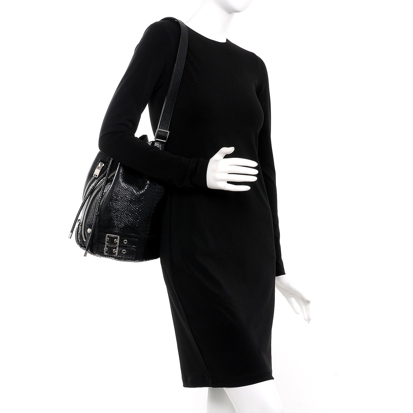Python Medium Rider Bucket Bag Black