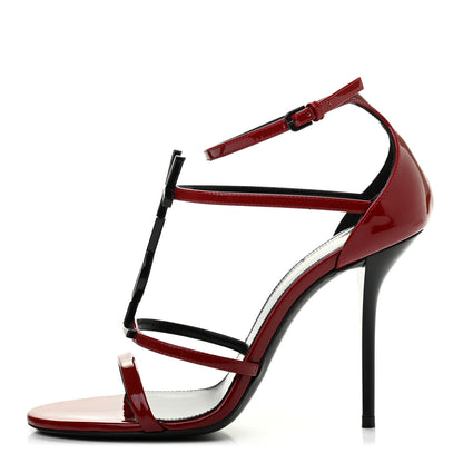 Saint Laurent Patent Calfskin Cassandra 110 Sandals 37 Hot Red 1 of 8