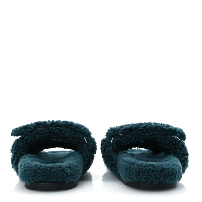 Hermes Woolskin Womens Chypre Sandals 37 Vert Anglais 6 of 12