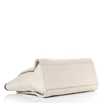 Chanel Woven Straw Raffia Medium Deauville Tote White Navy 4 of 14