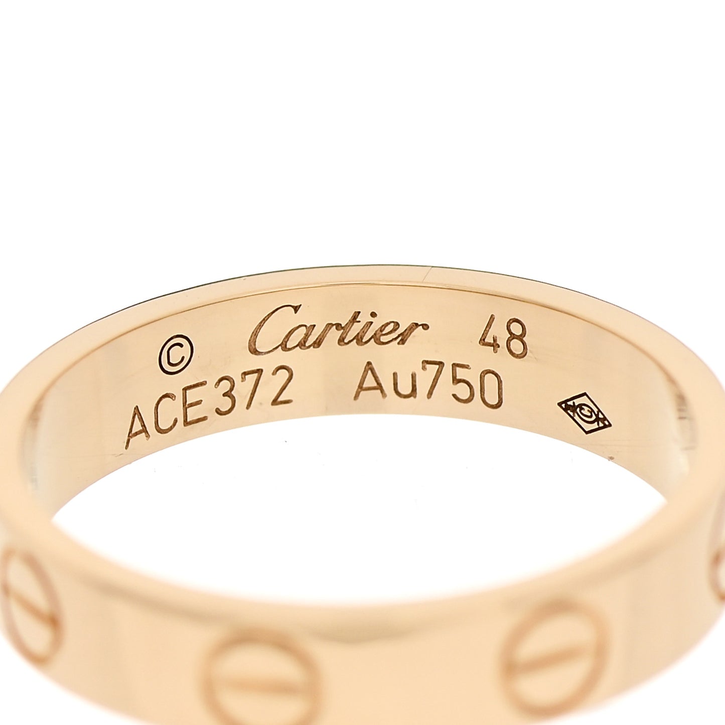 18K Yellow Gold 3.5mm LOVE Wedding Band Ring 48 4.5