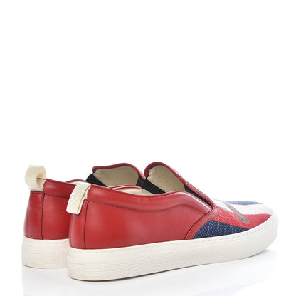 Gucci Canvas Sylvie Stripe Logo Mens Dublin Slip On Sneakers 8 Mystic White Hibiscus Red Maritime 4 of 8