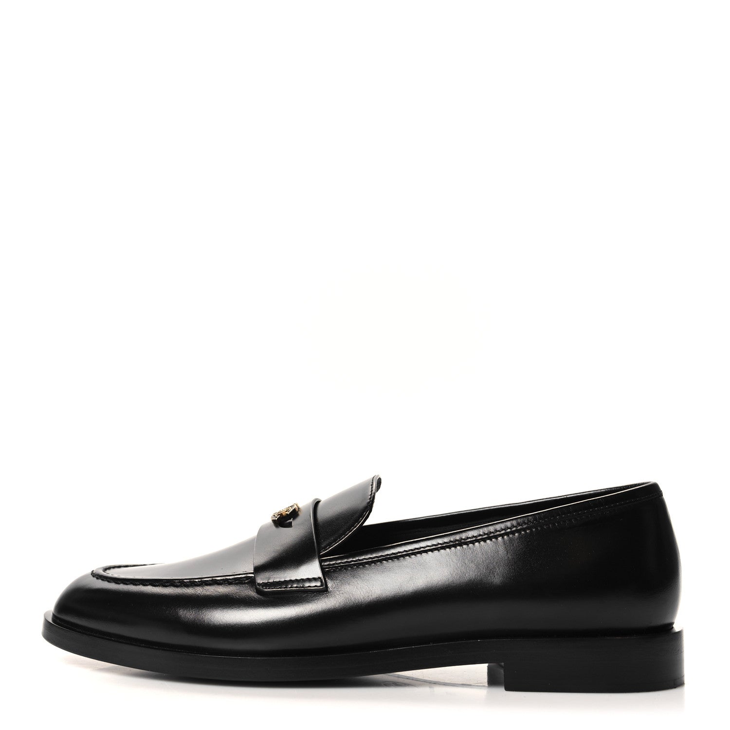 Chanel Shiny Calfskin CC Moccasin Loafers 39 Black 1 of 9