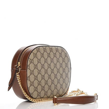 Gucci GG Supreme Monogram Cuoio Toscano Mini Chain Shoulder Bag Beige Ebony Cuir 3 of 9