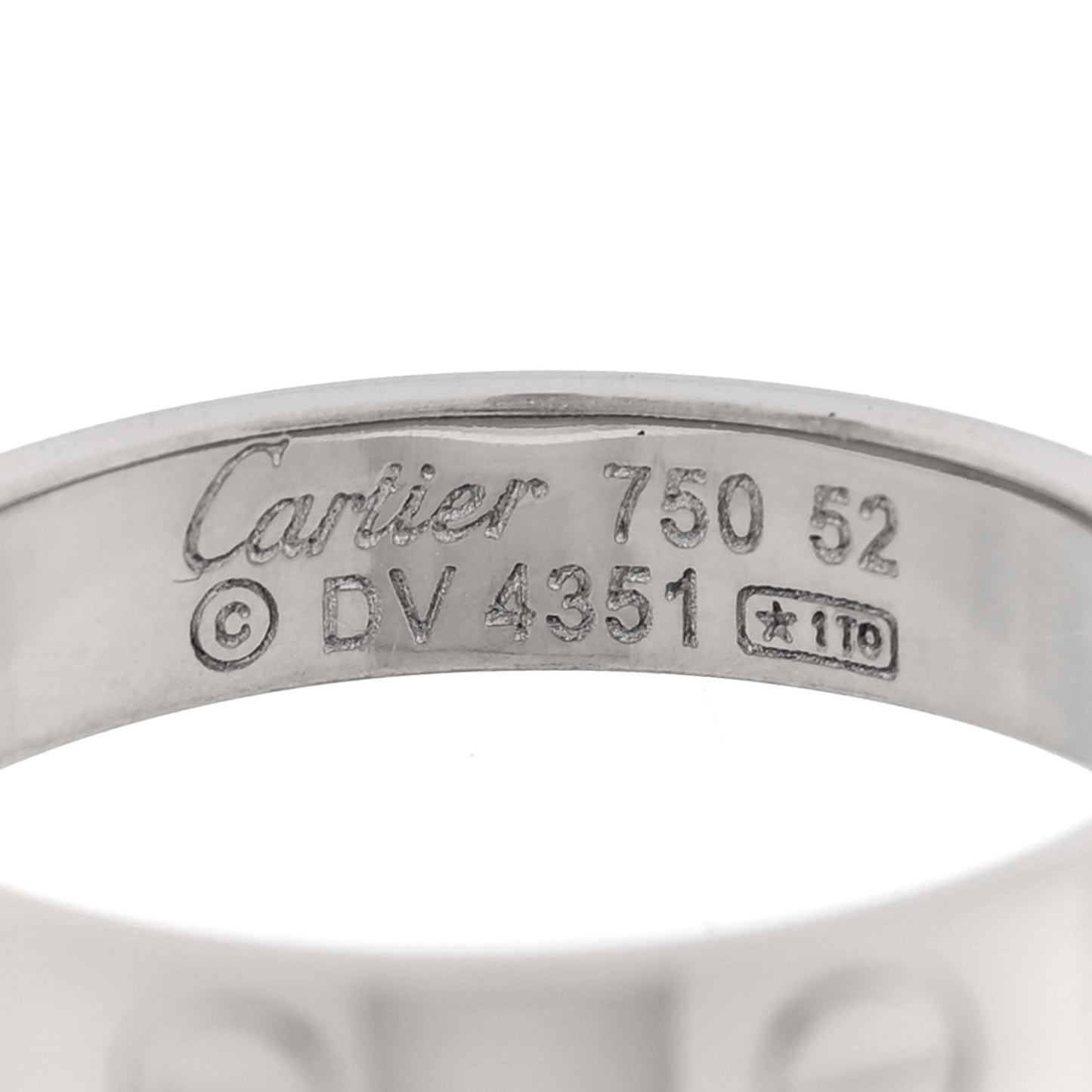 18K White Gold 3.5mm LOVE Wedding Band Ring 52 6