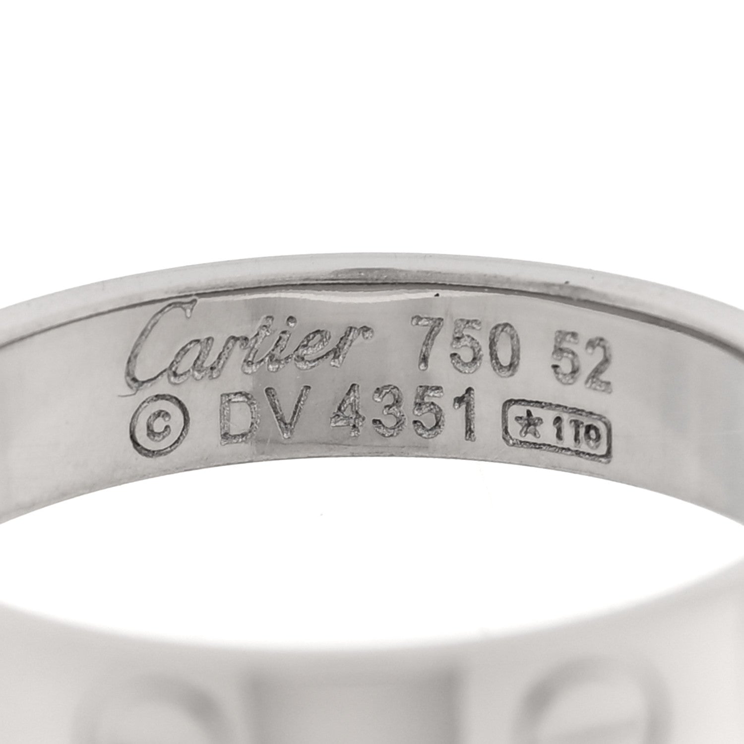 Cartier 18K White Gold 3.5mm LOVE Wedding Band Ring 52 6 4 of 4