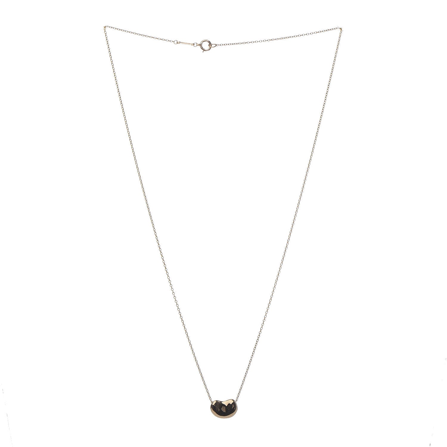 Tiffany 18K Yellow Gold 11mm Elsa Peretti Bean Pendant Necklace 3 of 7