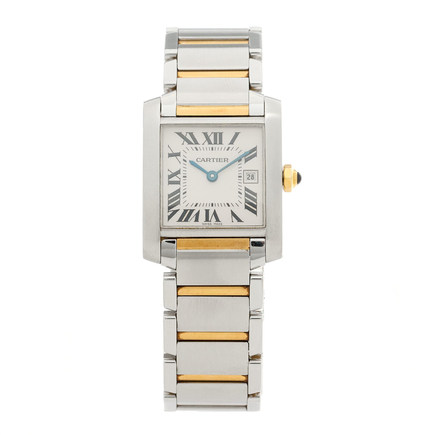 Stainless Steel 18K Yellow Gold 25mm Tank Francaise Quartz Watch