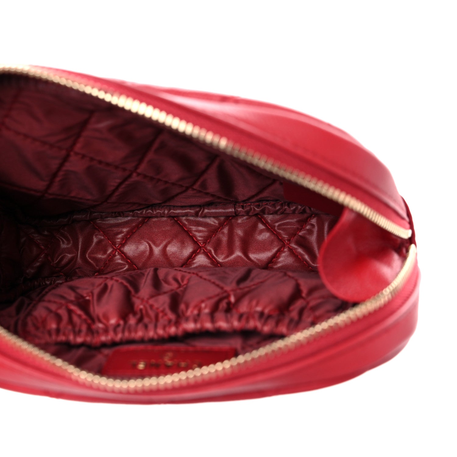 Chanel Caviar Quilted Small Curvy Pouch Cosmetic Case Dark Red 5 of 10