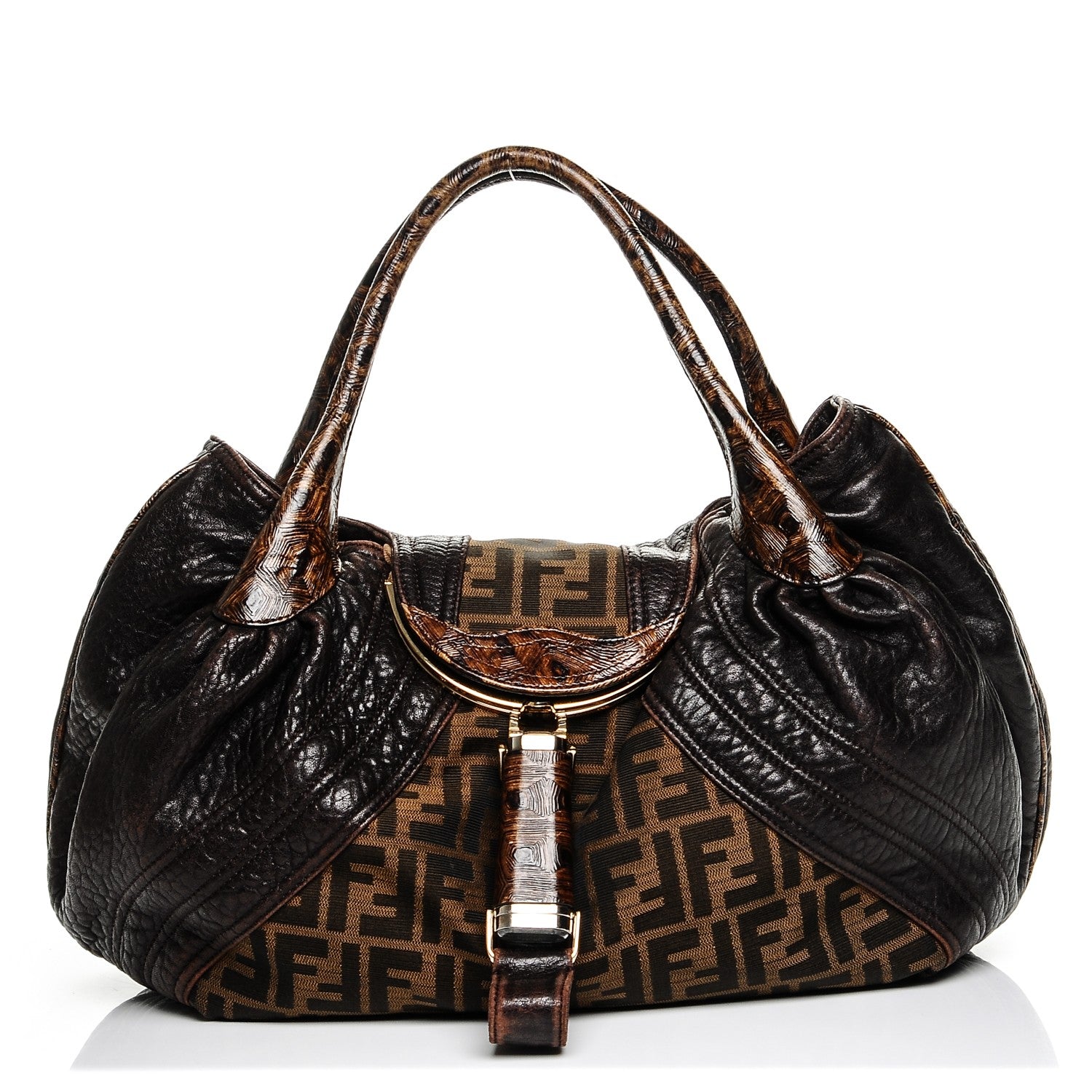 Fendi Zucca Nappa Nuvolata Vitello Tortuga Spy Tobacco Moro 1 of 7