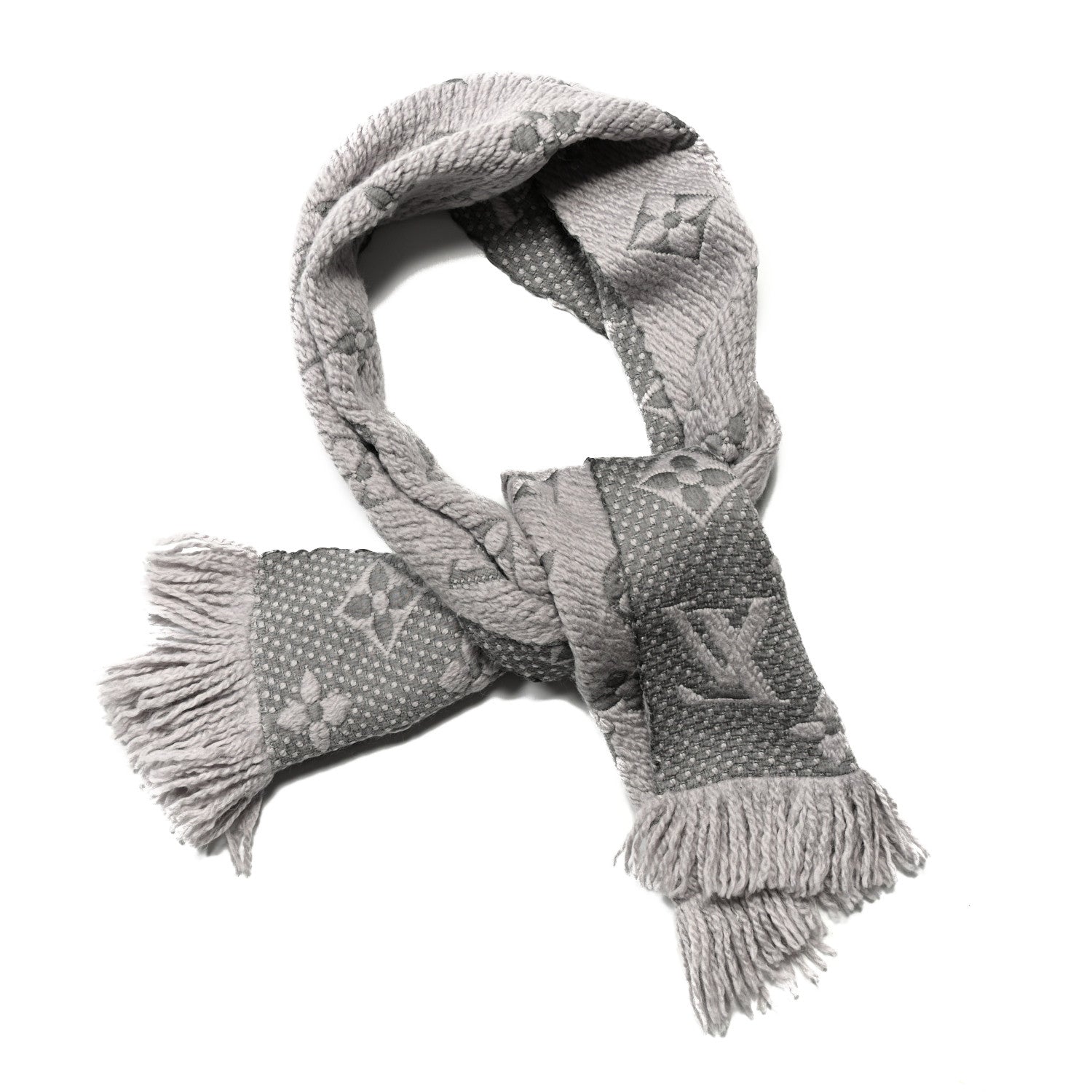Louis Vuitton Wool Silk Logomania Scarf Pearl Grey 1 of 3