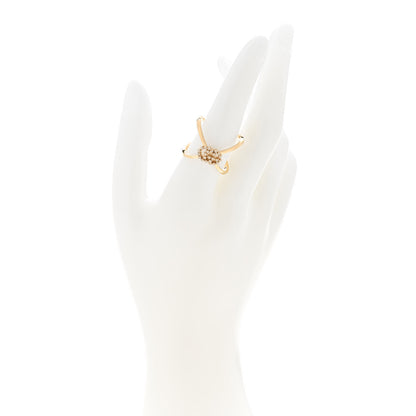Gucci 18K Yellow Gold Diamond Running G Cross Ring 57 8 2 of 6