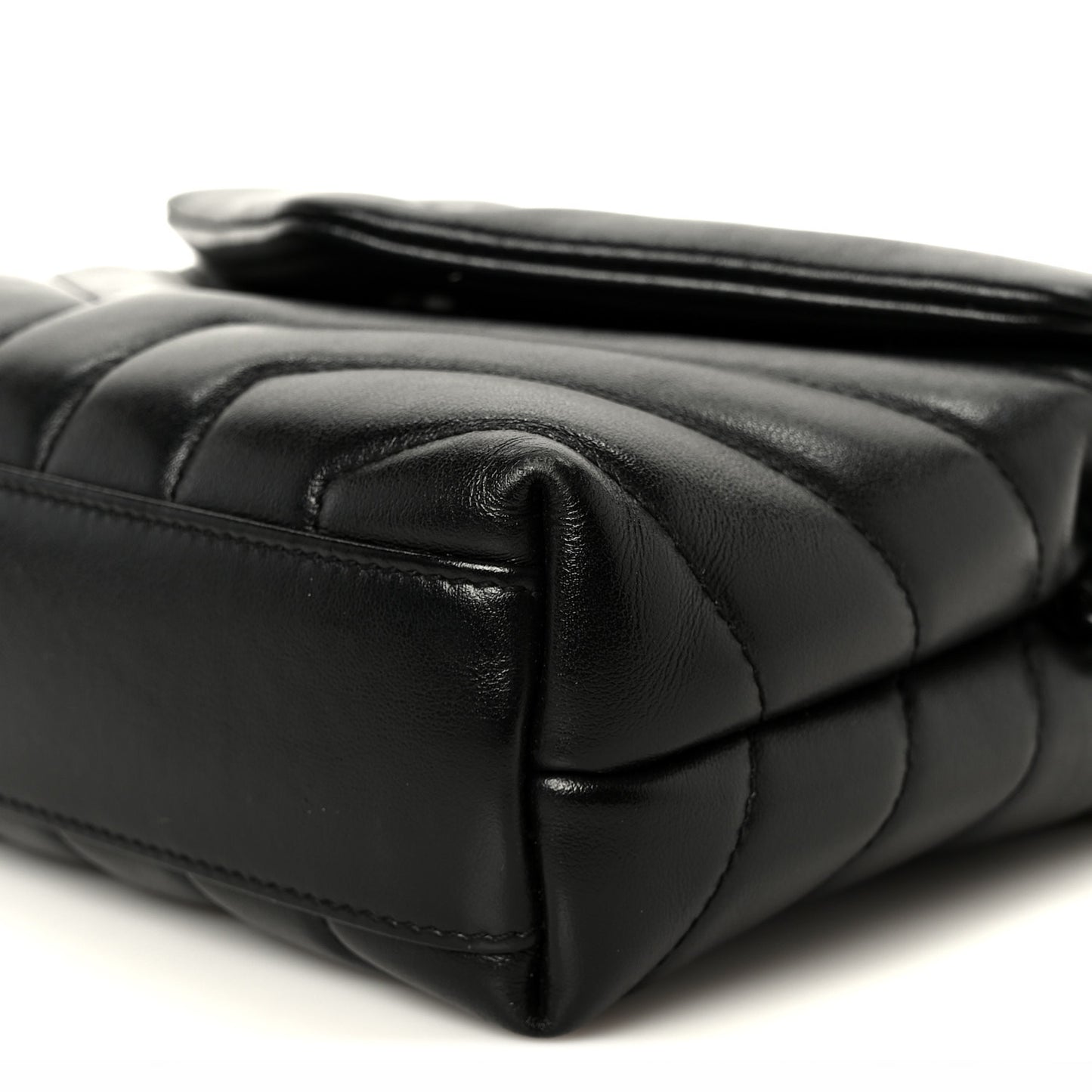 Calfskin Y Quilted Monogram Monochrome Toy Loulou Crossbody Bag Black
