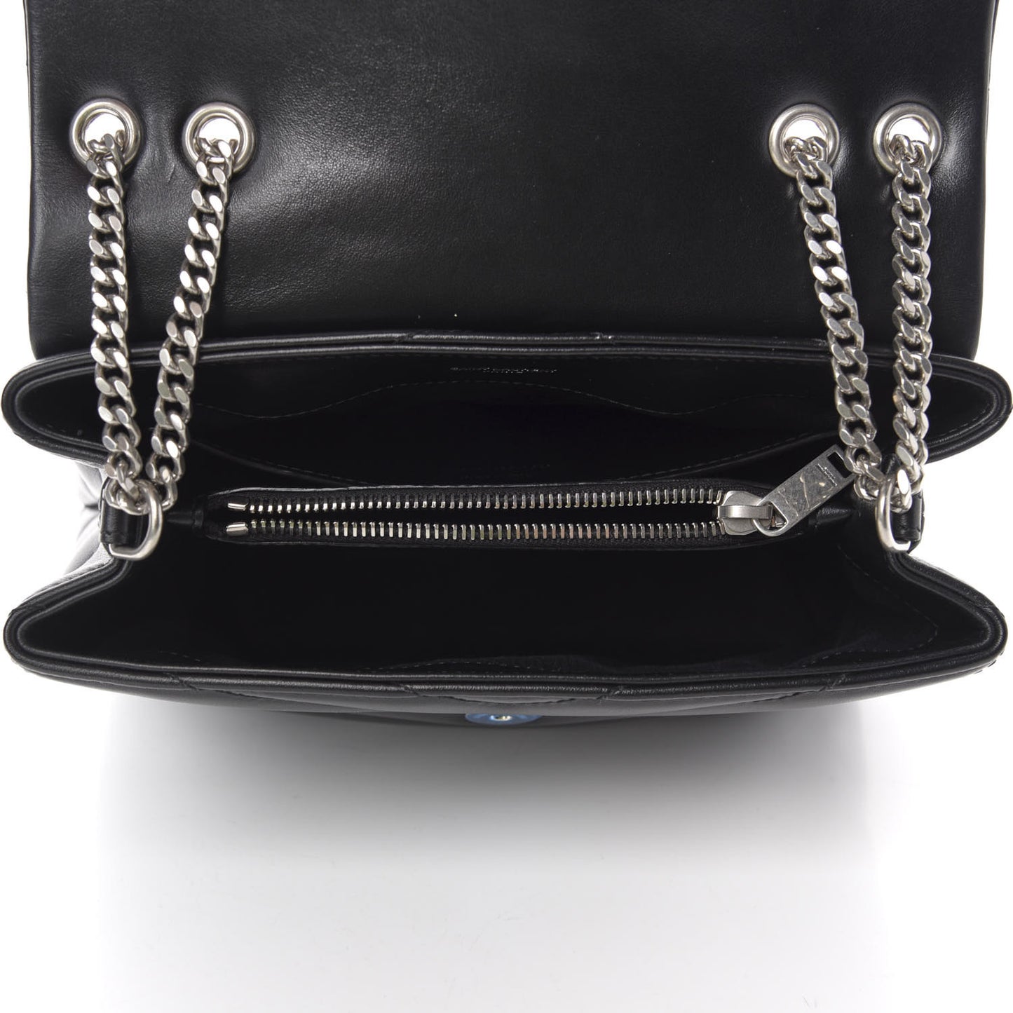 Calfskin Y Quilted Monogram Small Loulou Chain Satchel Black