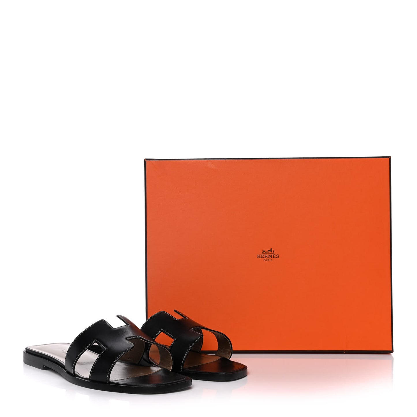 Box Calfskin Oran Sandals 37 Black