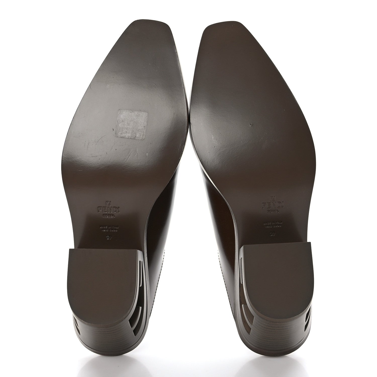 Fendi Vitello Abrasivato FF Cut Mules 39 Cuoio 5 of 7
