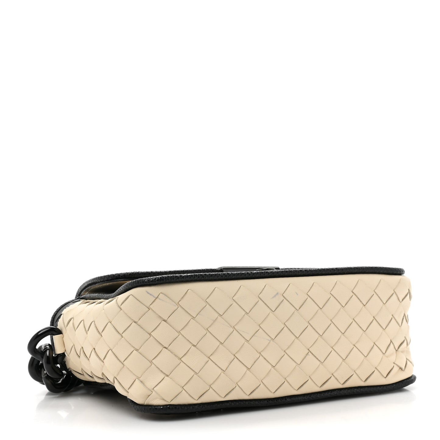 Nappa Karung Intrecciato Glass Pearl Shoulder Bag White Black
