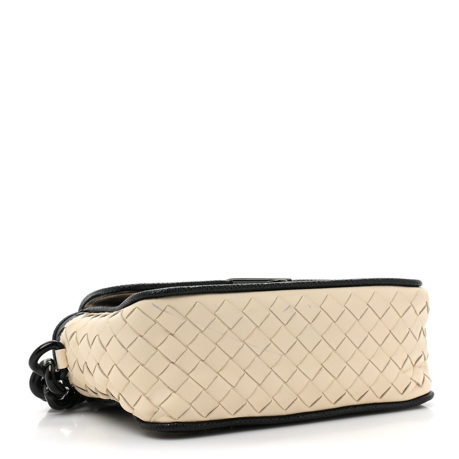 Bottega Veneta Nappa Karung Intrecciato Glass Pearl Shoulder Bag White Black 4 of 10