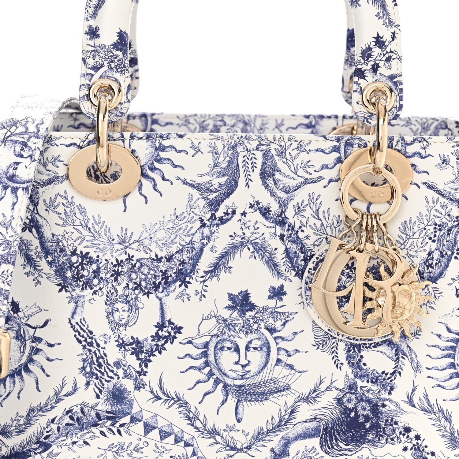 Christian Dior Calfskin Le Soleil Print Medium Lady Dior Blue Multicolor 8 of 12