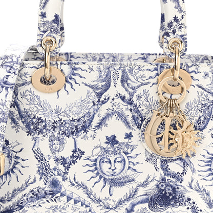 Christian Dior Calfskin Le Soleil Print Medium Lady Dior Blue Multicolor 8 of 12