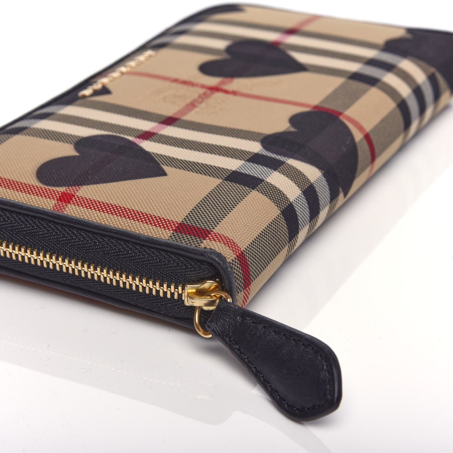 Haymarket Check Heart Print Zip Around Wallet Black