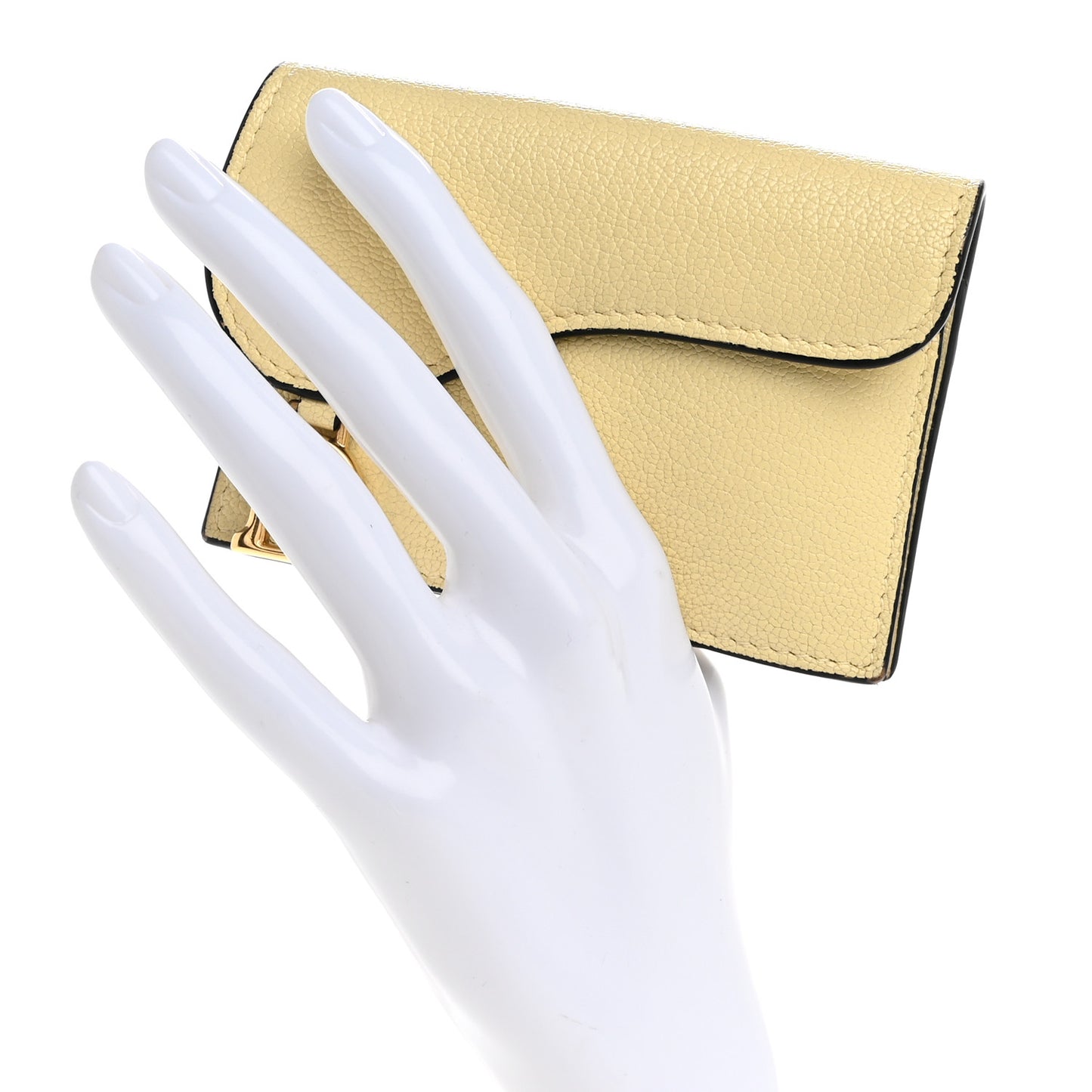 Goatskin Saddle Card Holder Pastel Yellow
