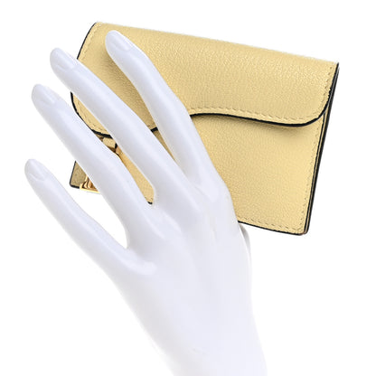 Christian Dior Goatskin Saddle Card Holder Pastel Yellow 2 of 11