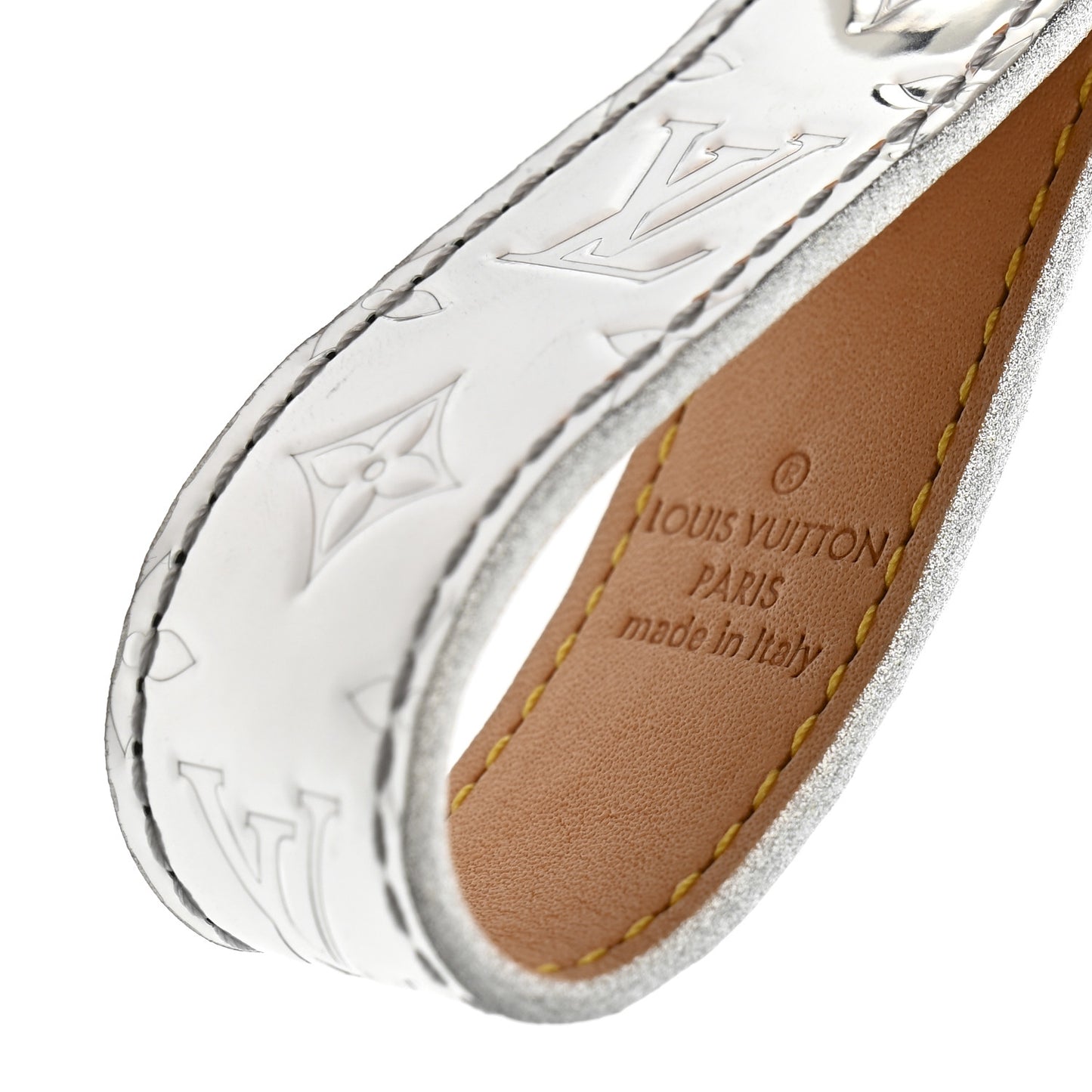 Monogram Mirror Dragonne Bag Charm Key Holder Silver