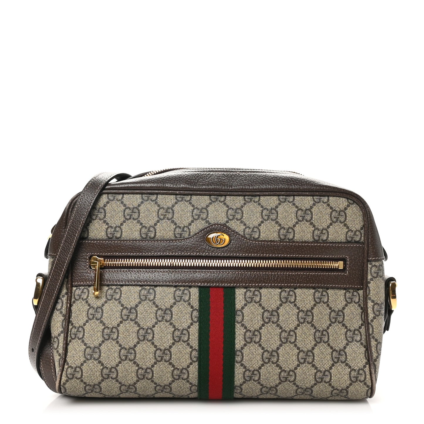 GG Supreme Monogram Web Small Ophidia Shoulder Bag Brown