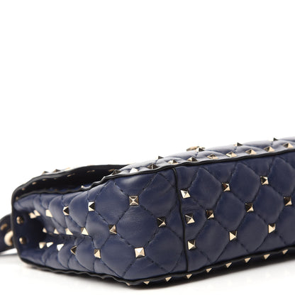 Valentino Garavani Nappa VLTN Print Medium Rockstud Spike Shoulder Bag Pure Blue White 6 of 9