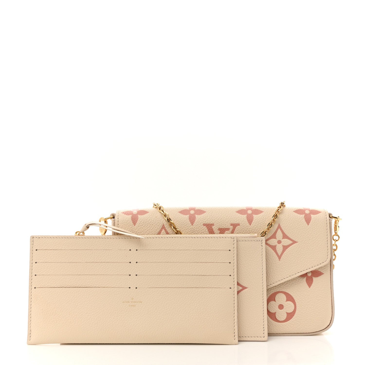 Louis Vuitton Empreinte Monogram Giant By The Pool Felicie Pochette Chain Wallet Creme Rose Trianon 3 of 12