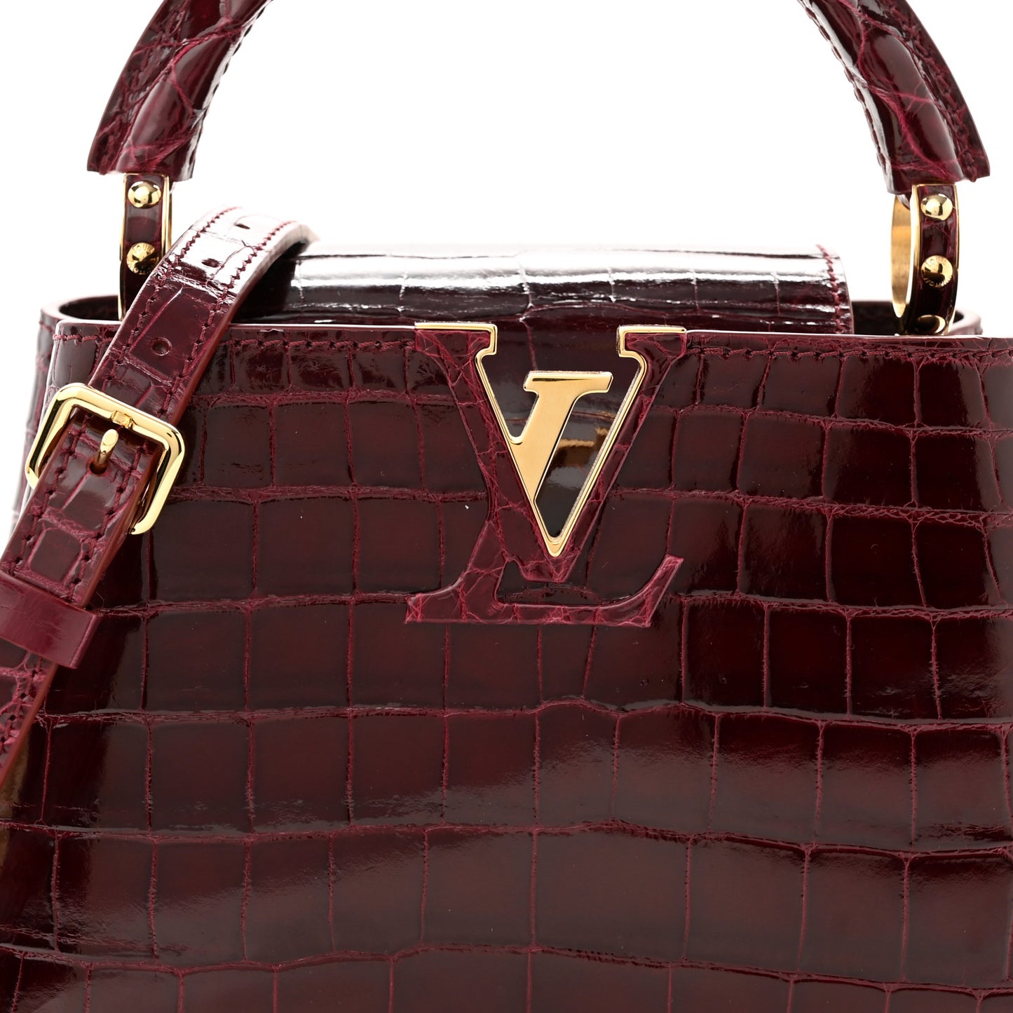 Crocodile Mini Capucines Bordeaux