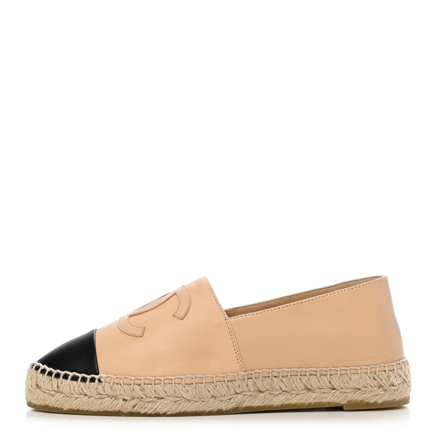 Chanel Lambskin CC Espadrilles 38 Beige Black 1 of 4