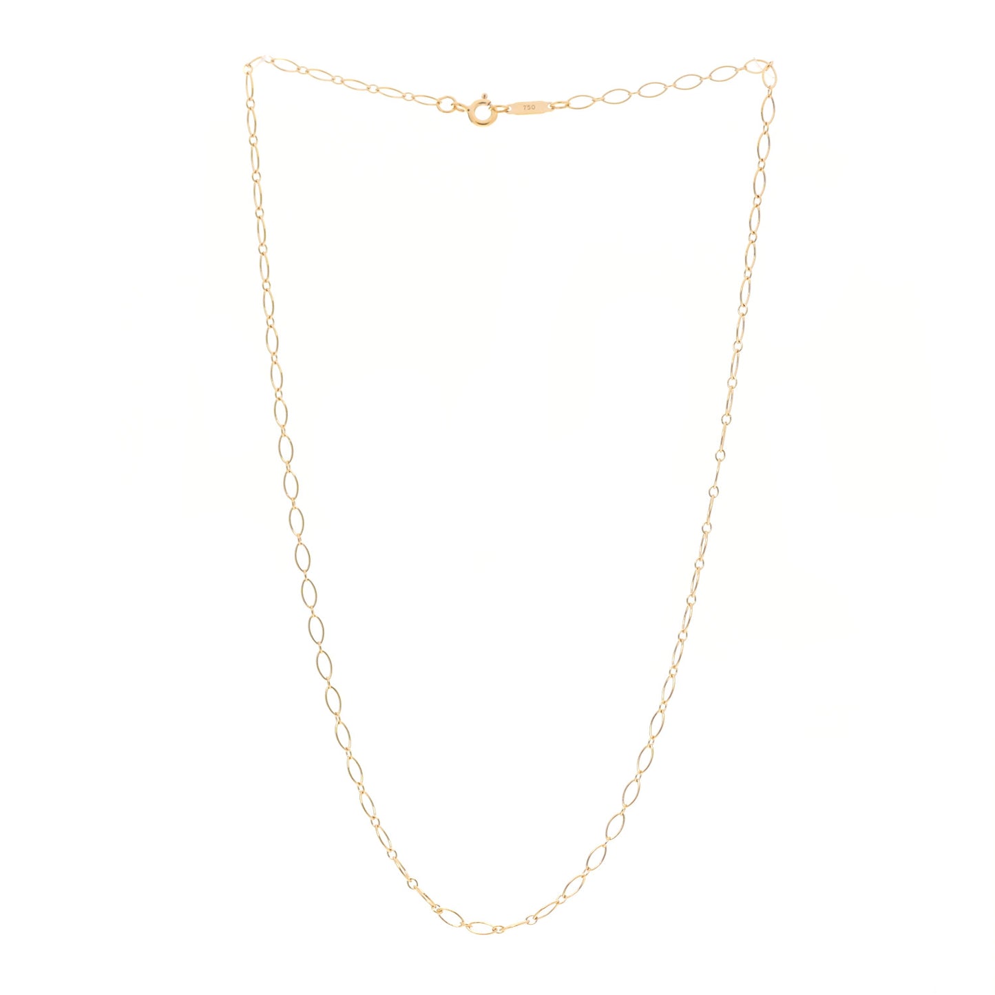 18K Yellow Gold Oval Link Chain Necklace 16"