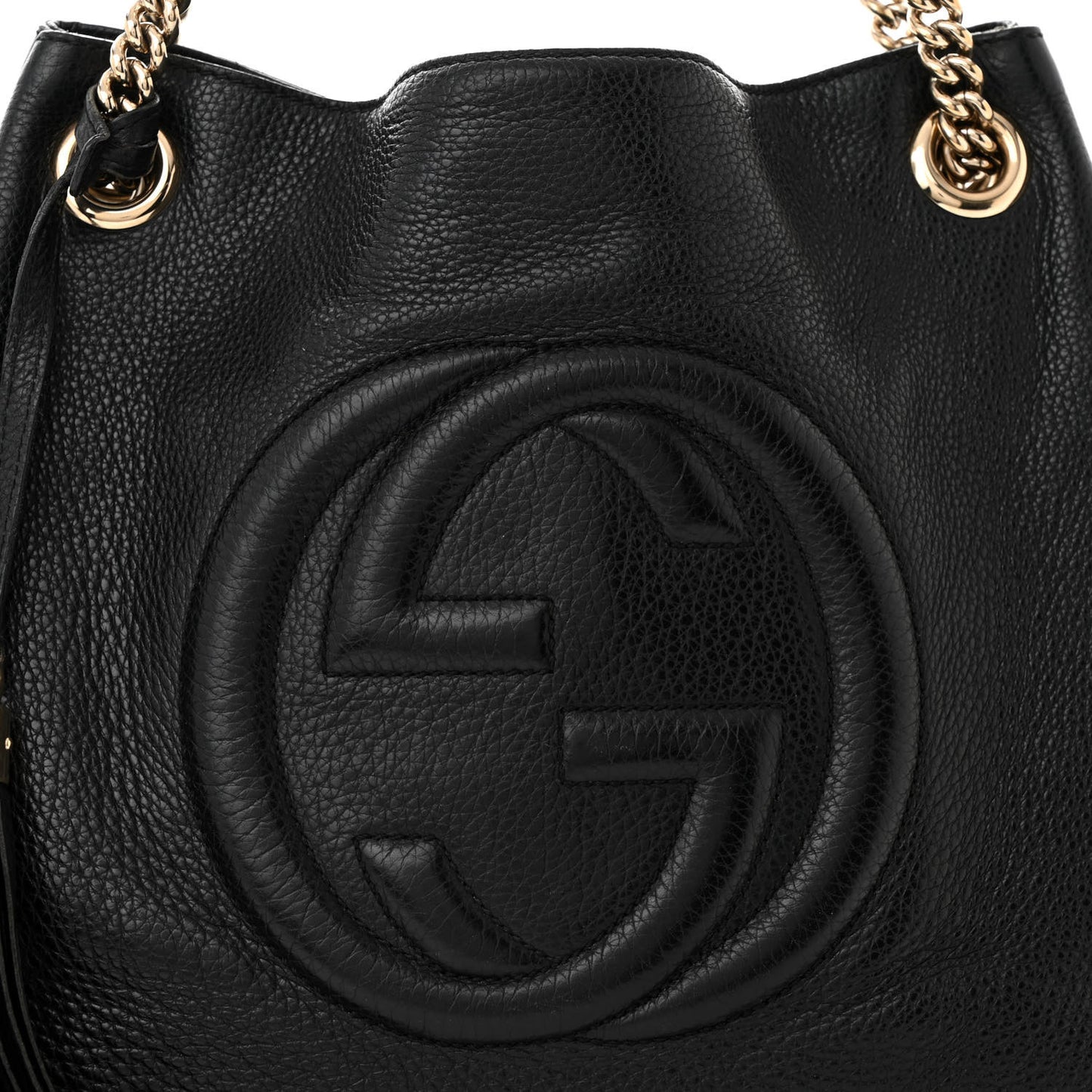 Pebbled Calfskin Medium Soho Chain Shoulder Bag Black