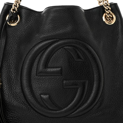 Gucci Pebbled Calfskin Medium Soho Chain Shoulder Bag Black 8 of 16