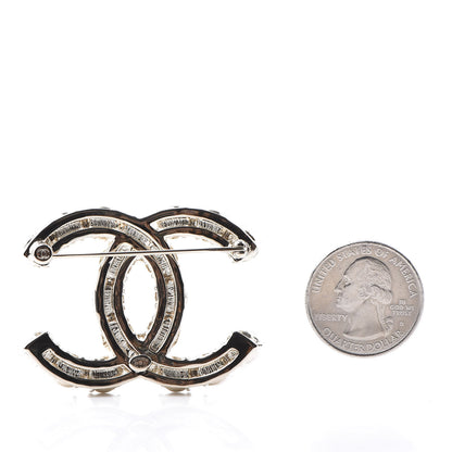 Chanel Crystal Pearl CC Dazzling Domino Brooch Gold Black 2 of 4