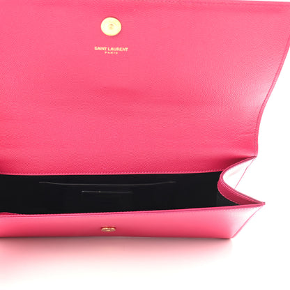 Saint Laurent Grain De Poudre Classic Monogram Cassandre Clutch Fuchsia 5 of 7