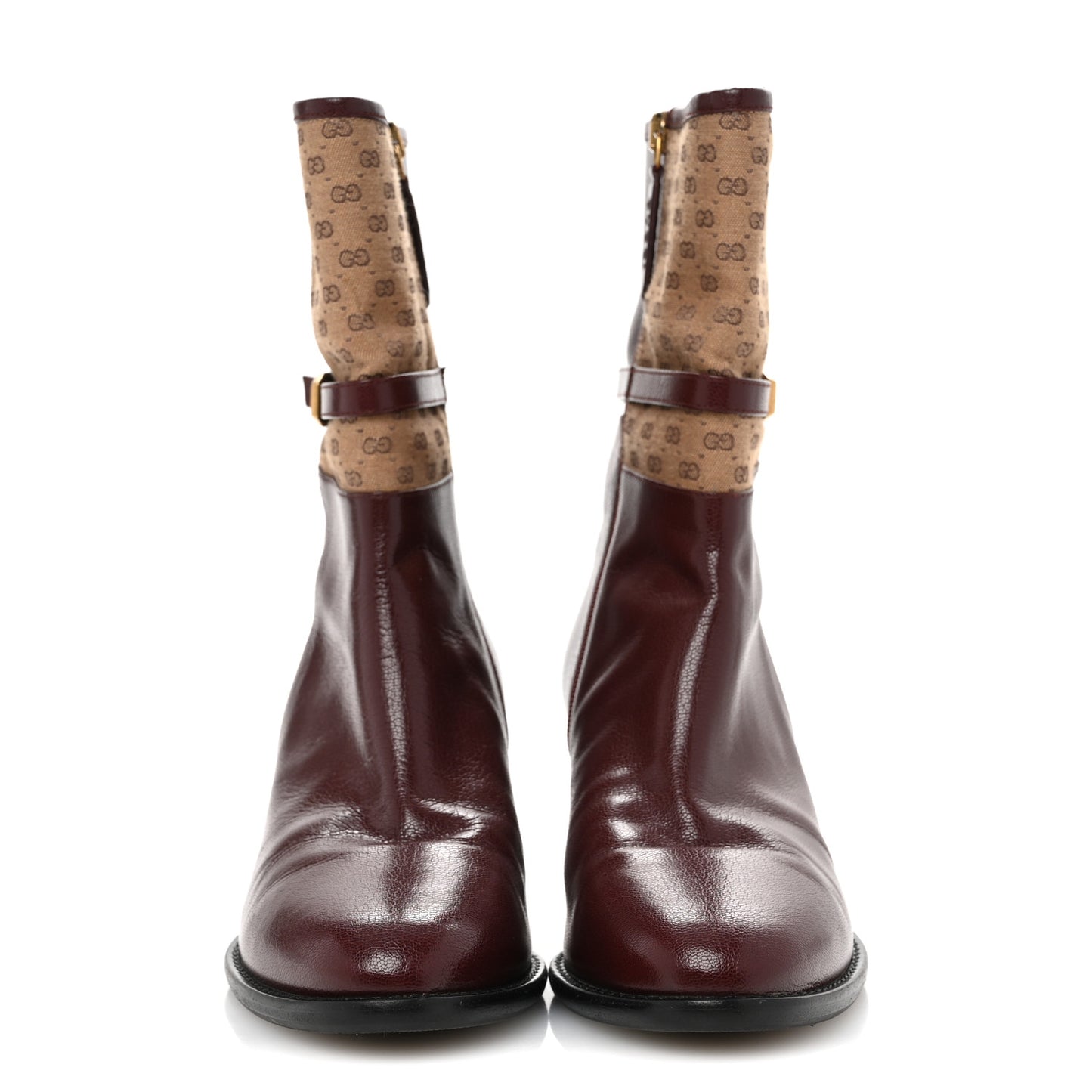 Monogram GG Mignon Quentin Granada Kid Ankle Boots 37.5 Vintage Bordeaux Dusty Brown