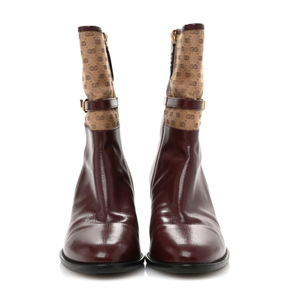 Gucci Monogram GG Mignon Quentin Granada Kid Ankle Boots 37.5 Vintage Bordeaux Dusty Brown 3 of 11