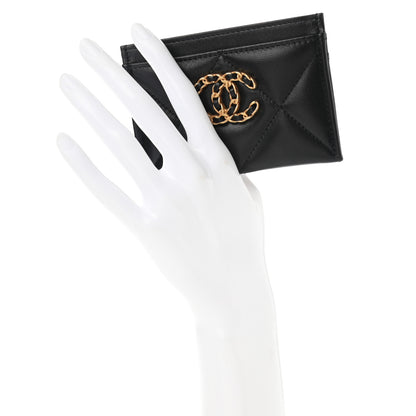 Chanel Lambskin Quilted Chanel 19 Card Holder Black 2 of 9