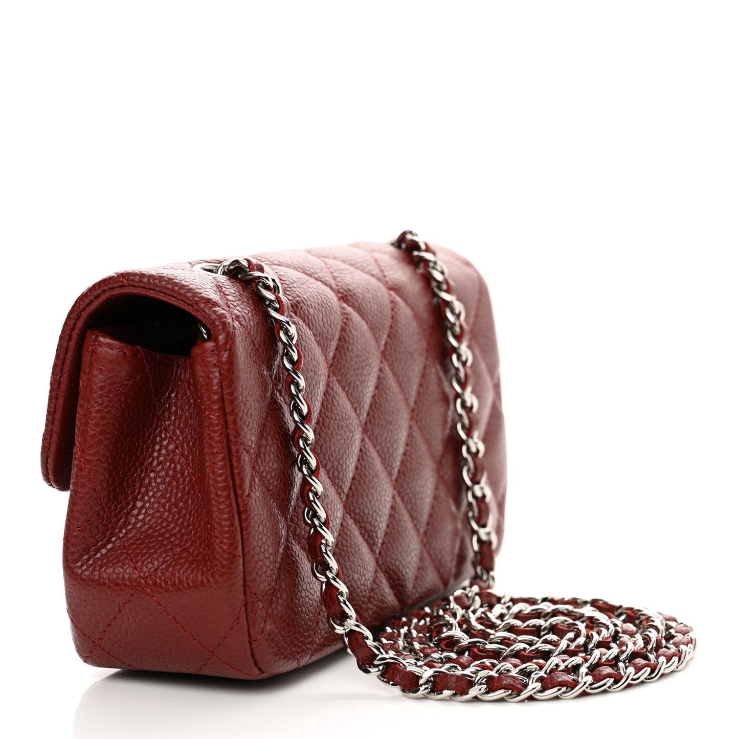Caviar Quilted Extra Mini Flap Burgundy